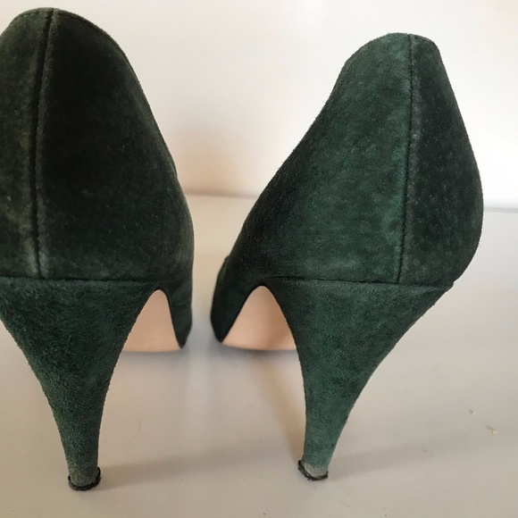 VINTAGE GREEN SUEDE HEELS - Picture 9 of 9